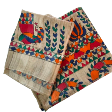 Tussar Silk Madhubani Pantaing Saree