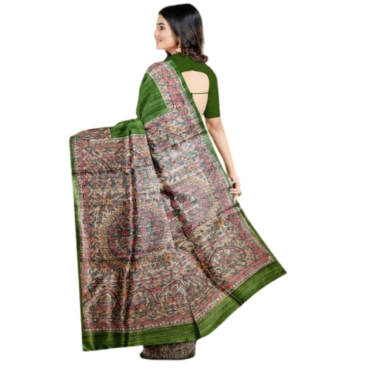 Tussar Ghicha Silk HandPainted Saree