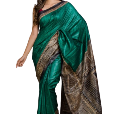 Tussar Ghicha Silk ScreenPrint Saree